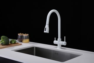 Смеситель для кухни Paulmark Lange La214212-431 белый матовый